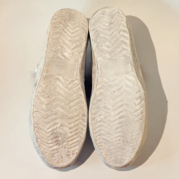 Piranha distressed white leather sneakers w fur trim, EU41, New, trade sample - Picture 12 of 16